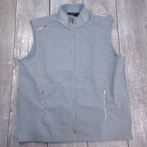 RLX Ralph Lauren Vest Mens XL Gray Full Zip Golf Windbreaker Pockets